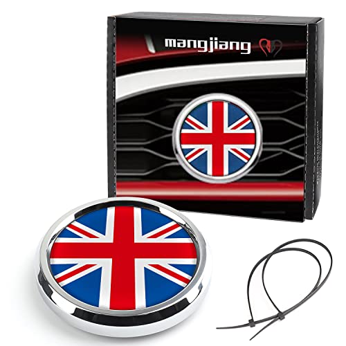 Image of 3D Front Bumper Grill Emblem Badge Chrome Cover for Mini Cooper One S JCW R50 R52 R53 R55 R56 R60 R61 F54 F55 F56 F57 F60 Hatchback Countryman Car Accessories Decoration (Red Union Jack)