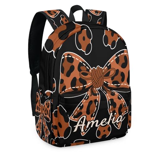Personalized Bowknot Backpack Custom Aesthetic Dance Gymnastics Backpacks Lightweight Casual Daypack for Travel Sport Unisex Players Team Brown Black3
