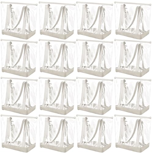 Image of Silkfly Clear Tote Bags Bulk, PVC Shoulder Handbag, Security Approved See Through Bag with Zipper Closure for Work