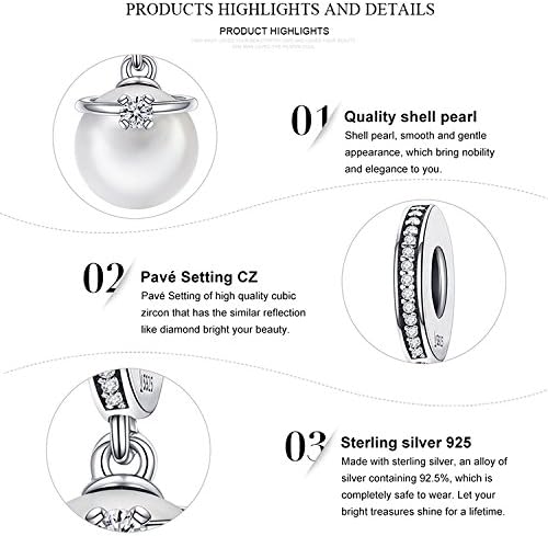 Pearl Pendant Charms 925 Sterling Silver Bead fits Pandora Bracelet for Women - Image 7