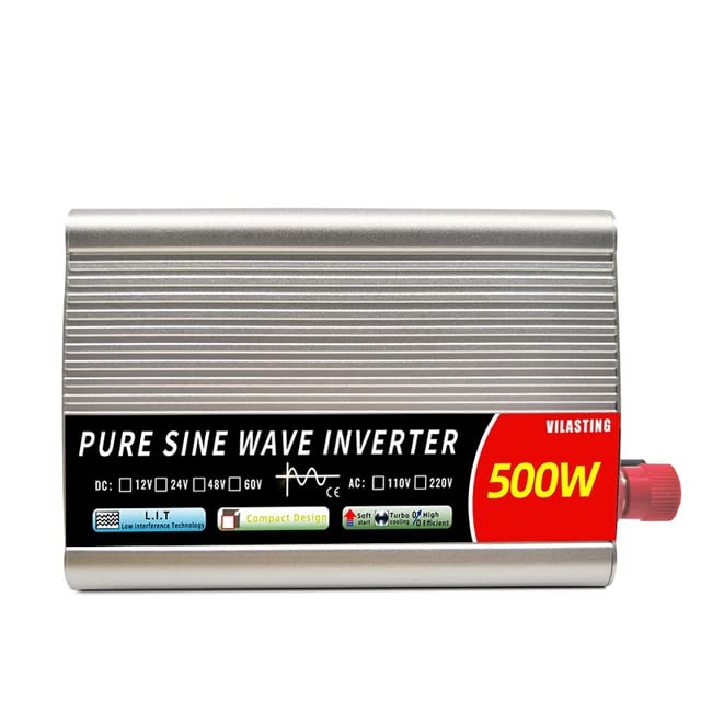 AE-SMART - Micro inverter 12v/24𝖵 110𝖵/220v Pure Sine Wave 5000w 4000W 3000W 2000W DС To АС 50/60HZ Smart LCD Display Power boost converter (500W 24v)