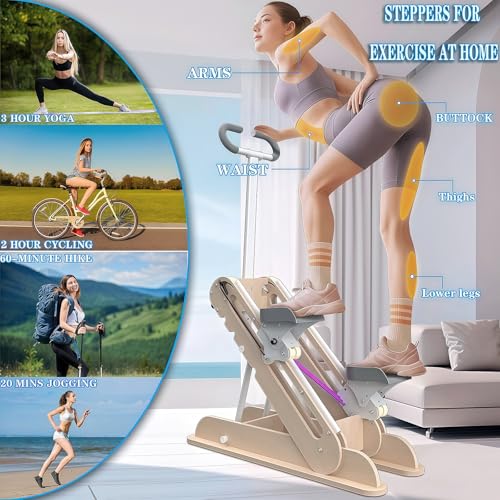 Folding Vertical Stair Climber Stepper with Resistance Bands, Adjustable Handle, Quiet Home Cardio Machine for Glutes, Legs & Full Body Workout - Image 3
