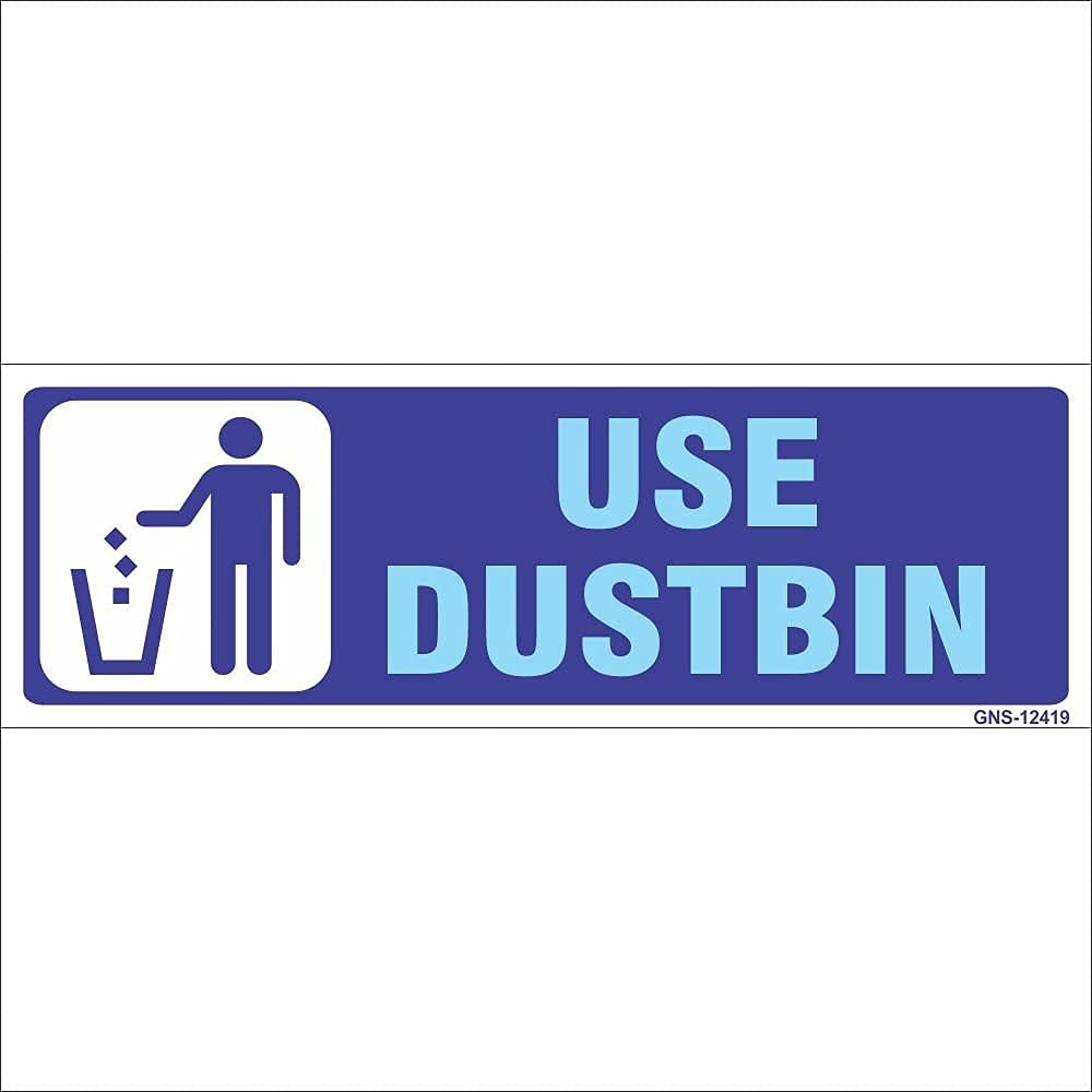 Use Dustbin Sign Board - for office | home | Industry | Company | Hospitals GNS-12419 (Blue - Set of - 2)