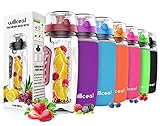 Fruit Infuser Water Bottle 32oz Willceal- Durable, Large - BPA Free Tritan, Flip Lid, Leak Proof Design - Sports, Camping (Dark Red)