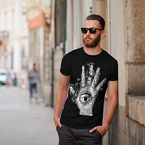 Wellcoda Triangle Eye Hand Mens T-Shirt, Mystery Graphic Printed Tee Black M #TOP2
