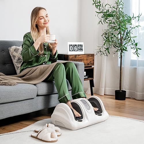 Image of Giantex Shiatsu Foot Massager Machine for Feet, Leg Calf Ankle, Relieve Pain, Spa Gift Deep Kneading Rolling Massage, Electric Shiatsu Feet Massager w /Remote, 4 Modes, White