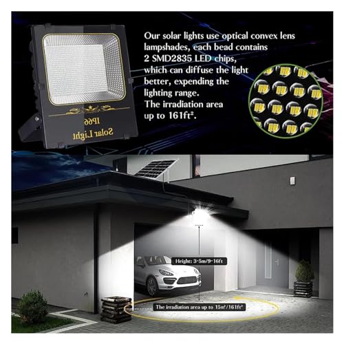 Projecteur solaire LED 2000W éclairage extérieur pour allées - 6