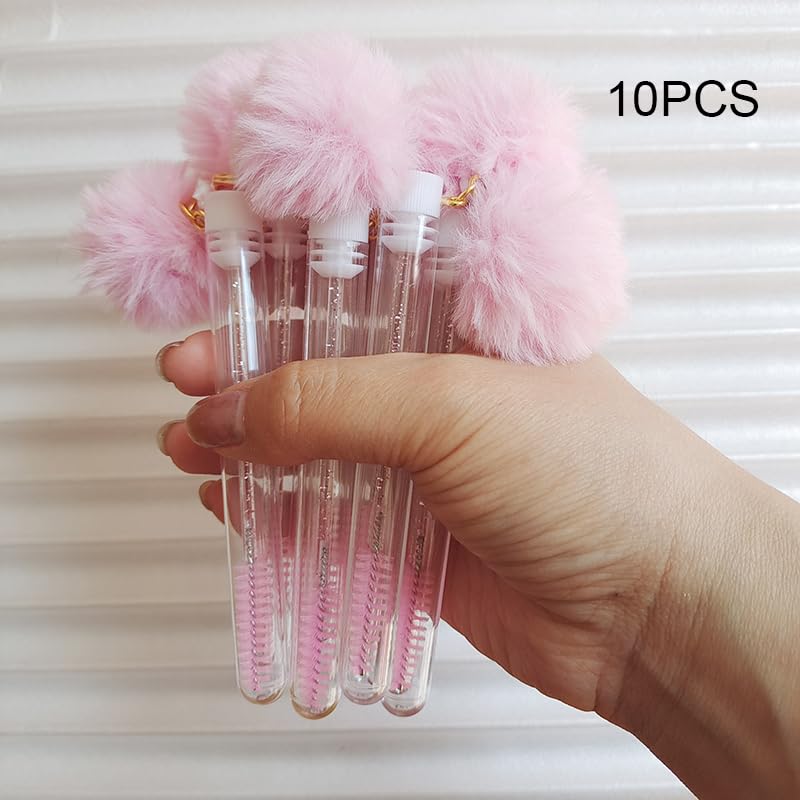 Miniatura 2 de Cepillo de cejas para pestañas con llavero de bola de pelo, varita de rímel, extensión de pestañas reutilizable, contenedor de micro peine