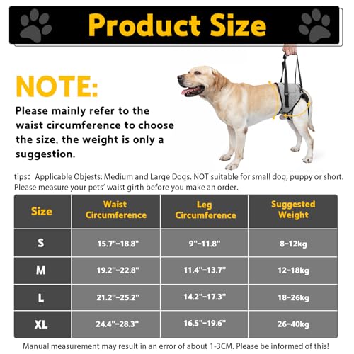 Dog Lifting Harness for Back Legs, Dog Support Harness Slings for Large Medium Small, Adjustable Dogs Brace for Hind Leg, Support Strap for Injured Disabled Elderly Dogs Walking Aid (S) - Image 5