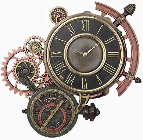 XoticBrands Steampunk Astrolabe Wall Clock - Home Accent - Cold Cast Bronze Sculpture