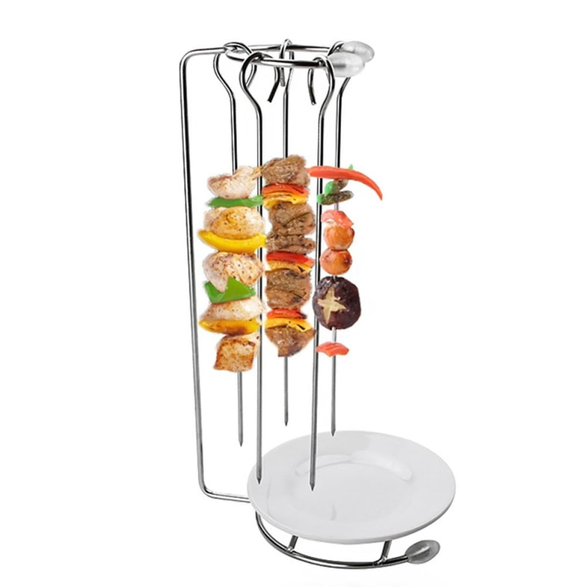 Homoyoyo 2 Set Set 2 Supporti Sospesi per Barbecue in Acciaio Inox Griglie e Aghi per Spiedini, Utensili da Cucina Resistenti per Grigliate All’aperto e Picnic, Smontabili e Facili da
