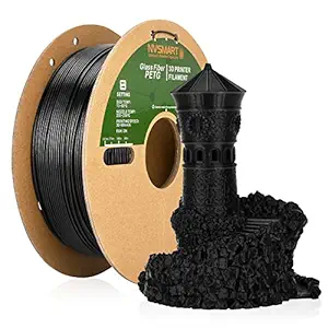 NVSMART Glass Fiber PETG Filament 1.75mm, 3D Printer Filament, Blend of Glass Fiber and PETG, 1kg Spool (2.2lb), Dimensional Accuracy 99% Probability +/- 0.02mm, Fit Most FDM Printer (Black)