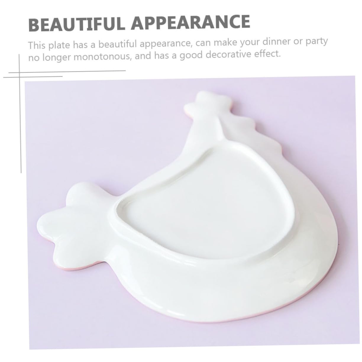 Plato de Cerámica con Forma de Pollo Rosa para Galletas y Postres, Diseño Delicado y Resistente para Bodas y Bares