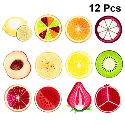 NUOBESTY 12 peças Adesivos de Frige Adorável Frutas Decoração Adesivo magnético Imã de Geladeira (Es