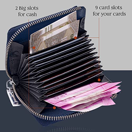 Image of HORNBULL Steve RFID Blocking Leather Wallet for Men | Vertical Credit Debit Card Holder (Navy1)