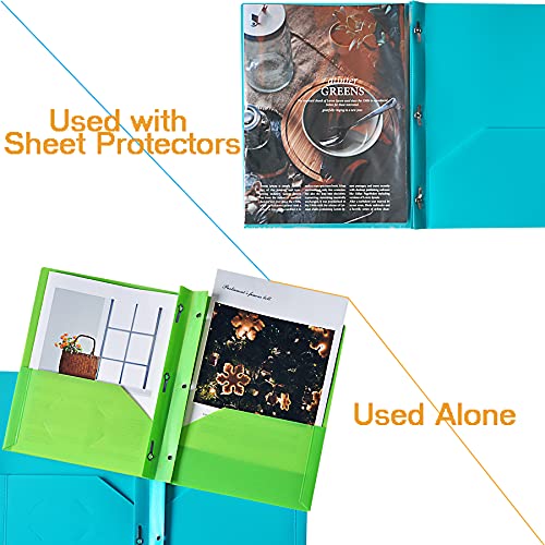 Seashell 12 Pack Two Pocket Folders With 3 Metal Prong Fasteners, 2 Pocket Portfolio Folder With Business Card Slot, Letter Size, Heavy Duty, Assorted Colors, For Office And Classroom Use #TOP4