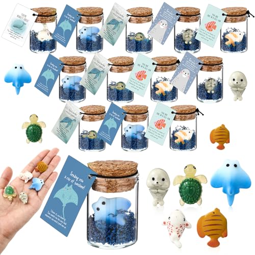 Fumete 35 Set Employee Appreciation Gifts Bulk for Coworkers Staff Thank You Desk Pet Animal Pun Note Card End of Year Student Gifts from Teacher Volunteer Team Graduation Party Favors (Sea)