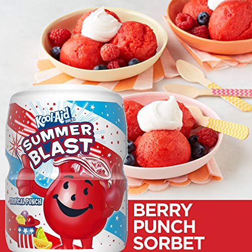 Image of Kool-Aid Drink Mix, Tropical Punch, Powdered, Pack of 4 | Sugar-Sweetened | 19 oz Canister | Summer Blast