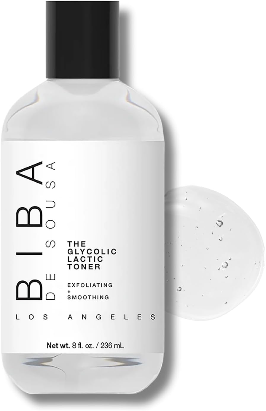 Biba De Sousa The Glycolic Lactic Toner - Exfoliating Toner with AHA, Hyaluronic Acid, and Aloe Vera - Illuminates Skin Complexion Without Excessive Drying (8 oz)