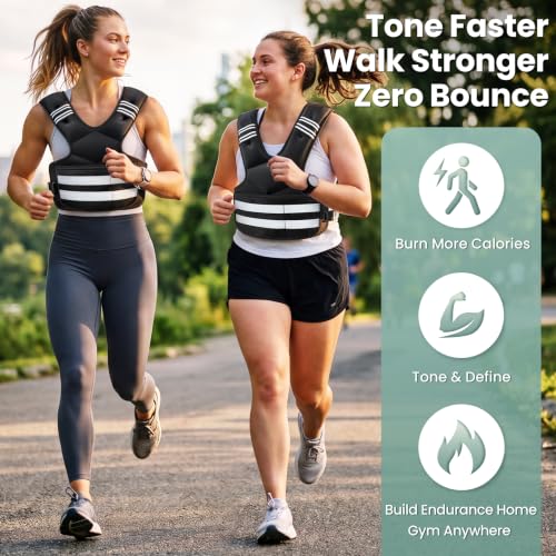 Image of Adjustable Weighted Vest for Women and Men, 4-11lb /11-18lb /20-32lb Vest | Removable Weight Vest with 6 Weights, Storage Phone Pocket, Reflective Stripes, for Walking, Running and Strength Training