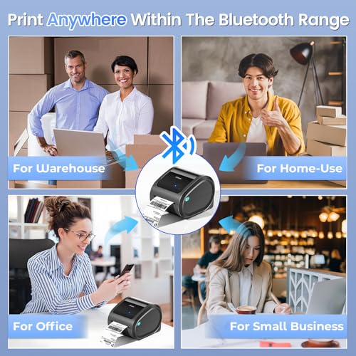 Image of Bluetooth Shipping Label Printer with 1 Roll Labels & 400PCS 4 Color Circle Thermal Labels, Compatible with USPS, Tiktok, Amazon