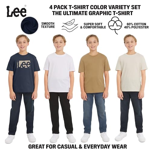 Lee Boys' 4 Pack Variety Super Soft Stretchable Tee Short Sleeve T-Shirt, Navy Collection Set, Small - image 2