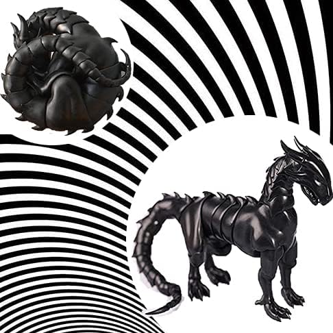 Ball-Jointed Dragon Which Curls Up How You Want,Small Dragon, Made of Ball Joints, Will Curl Up in Your Hand,Joint Doll-Small Black Dragon