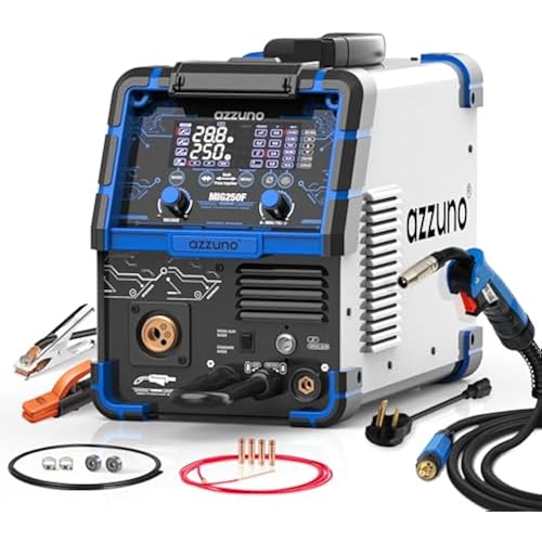 AZZUNO 250A Aluminum MIG Welder, 110V/220V 6 in 1 Gas/Gasless MIG