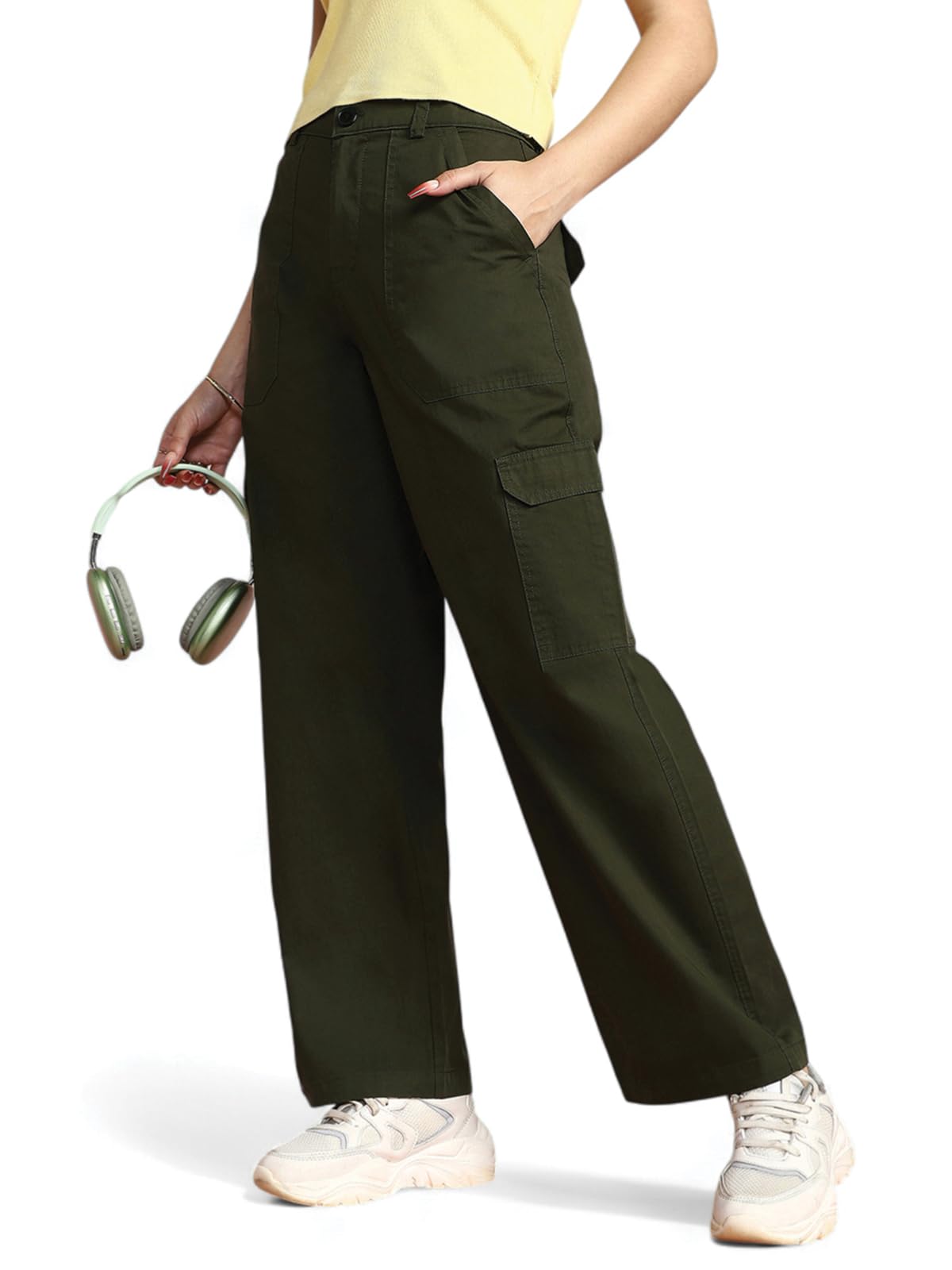 JUNEBERRY Women Woven Cargo Pants | Trendy Relaxed Fit | Stylish Streetwear Bottoms Multiple Colors & Sizes-image-6