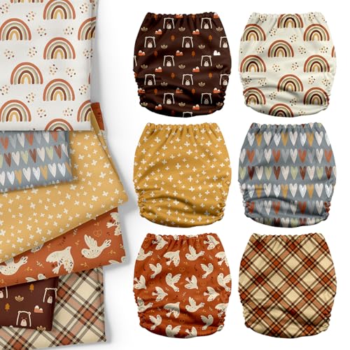 Image of Mama Koala 6 Pack Reusable Cloth Diapers 3.0 for Babies Girls Newborn, One-Size Adjustable Baby Diaper, Durable Stitching, Back Opening for Inserts, Breathable Awj Lining, Leak Prevention-Peace & Love