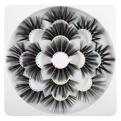 25MM Lashes Long Fluffy 7 Pairs False Eyelashes Dramatic Fake Eyelashes 3D Strip Lashes