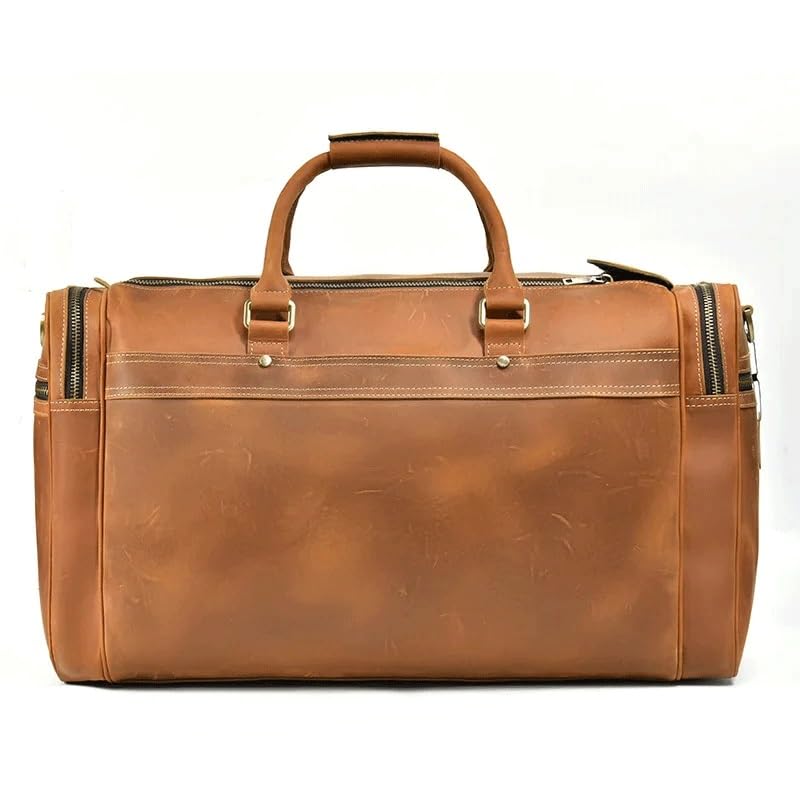 Mens Leather Weekend Bag Leather Travel Duffle Large Vintage Cowhide Zipper Bag Luggage Tote Bag4