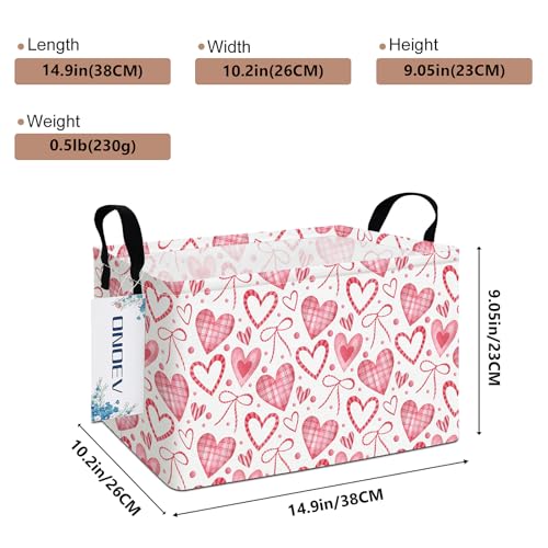 Image of Rectangular Pink Love Girl Basket Waterproof Storage Bin Gift Basket Children's Toy Organizer Box Room Love Decoration(Pink Hearts)