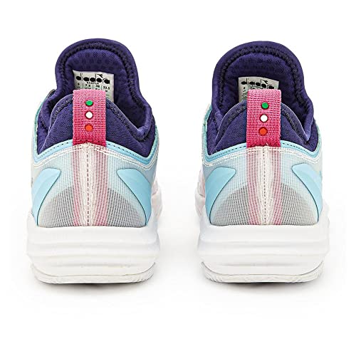 Diadora Women`s Speed Blushield Fly 4 AG Clay Tennis Shoes White and Blueprint4