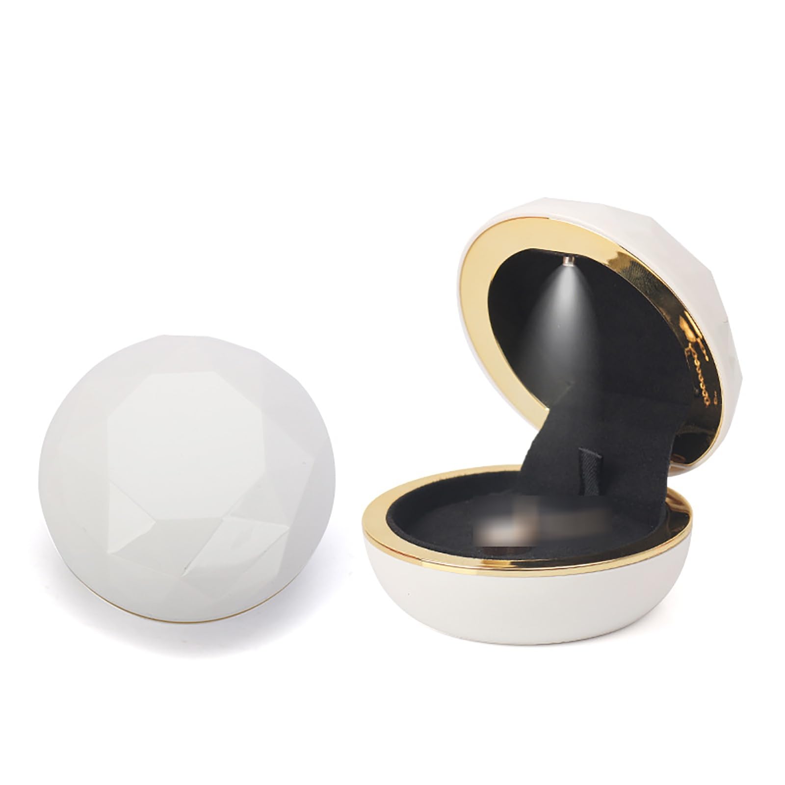 DUMRALBQE Wooden Ring Box LED Light Proposal Ring Box Packaging for Storage and Placement(White)