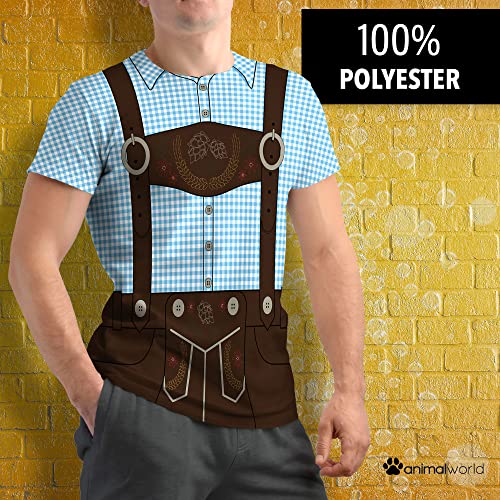 Oktoberfest Lederhosen Costume German Brown Suspenders All Over Mens T Shirt Blue X-Lg #TOP1
