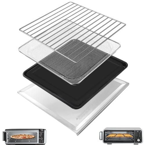 Piezas de repuesto para freidora Ninja Foodi SP100, SP101, SP1001C, bandeja parrilla, placa crispedora, bandeja para alimento, rejilla de alambre y bandeja recogemigajas, 13 x 13 pulgadas, acero inoxidable de grado alimenticio miniatura 1