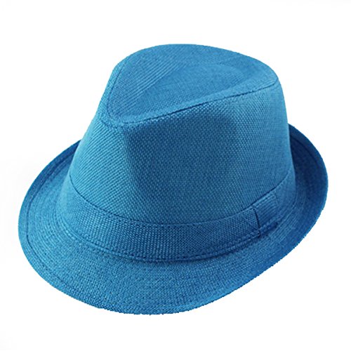 Kids Linen Fedora Hats Short Brim Panama Sun Hat Jazz Trilby Cap