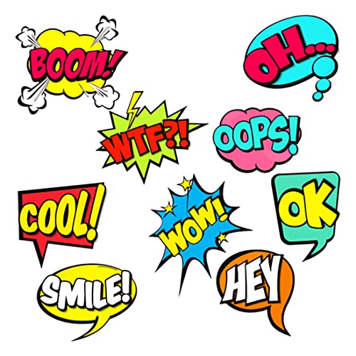 Image of PNF Poster And Frames Set of comic style speech bubbles with sound text effects. Quote Wall art & Door Hanging Frame For Kitchen, Dining, restaurants Decor | Walland home Decor for Living Room | Room Decor Wall Decor Items For Bedroom | (Wooden, 11x9 Inch,brown)-123-1