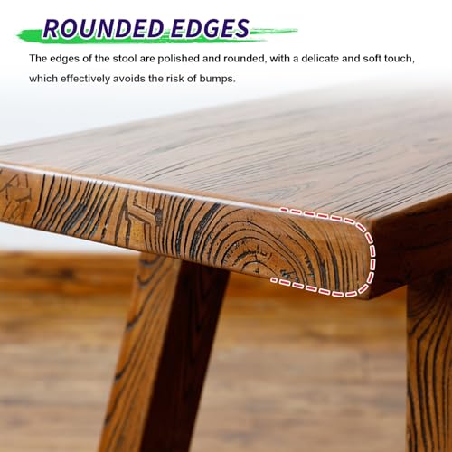 Taburete de madera natural para dormitorio entrada maquillaje tocador 5
