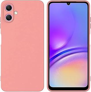 Silicone Case Compatible with Samsung Galaxy A06 Soft Silicone Gel Rubber Shockproof Cover Matte Finish with Cloth Inner Lining (Pink)