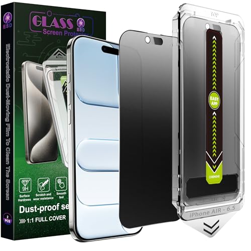 SY SHANGYAN 2-Pack Matte Privacy Anti-Spy Screen Protector for iPhone Air (6.5) 9H Tempered Glass Anti-Glare Full Coverage Anti-Fingerprint Auto Dust Removal Bubble-Free