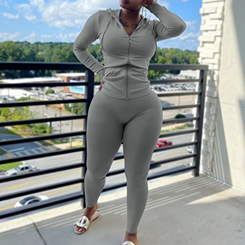 Mrskoala Two Piece Outfits For Women Jogger Sets Workout Sweatsuits Tracksuit Pants Set Gray M #TOP2