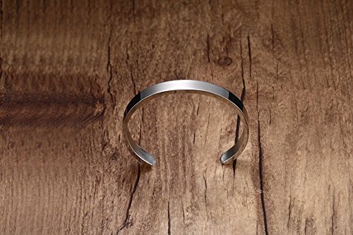 Xuanpai Compatible With Bracelet Bracelet 6Mm Free Custom Engraving Initial Name Date Stainless Steel Cuff Bangle Bracelet For Women Men (Diam 56Mm/Sliver, Non-Engraving) #TOP3