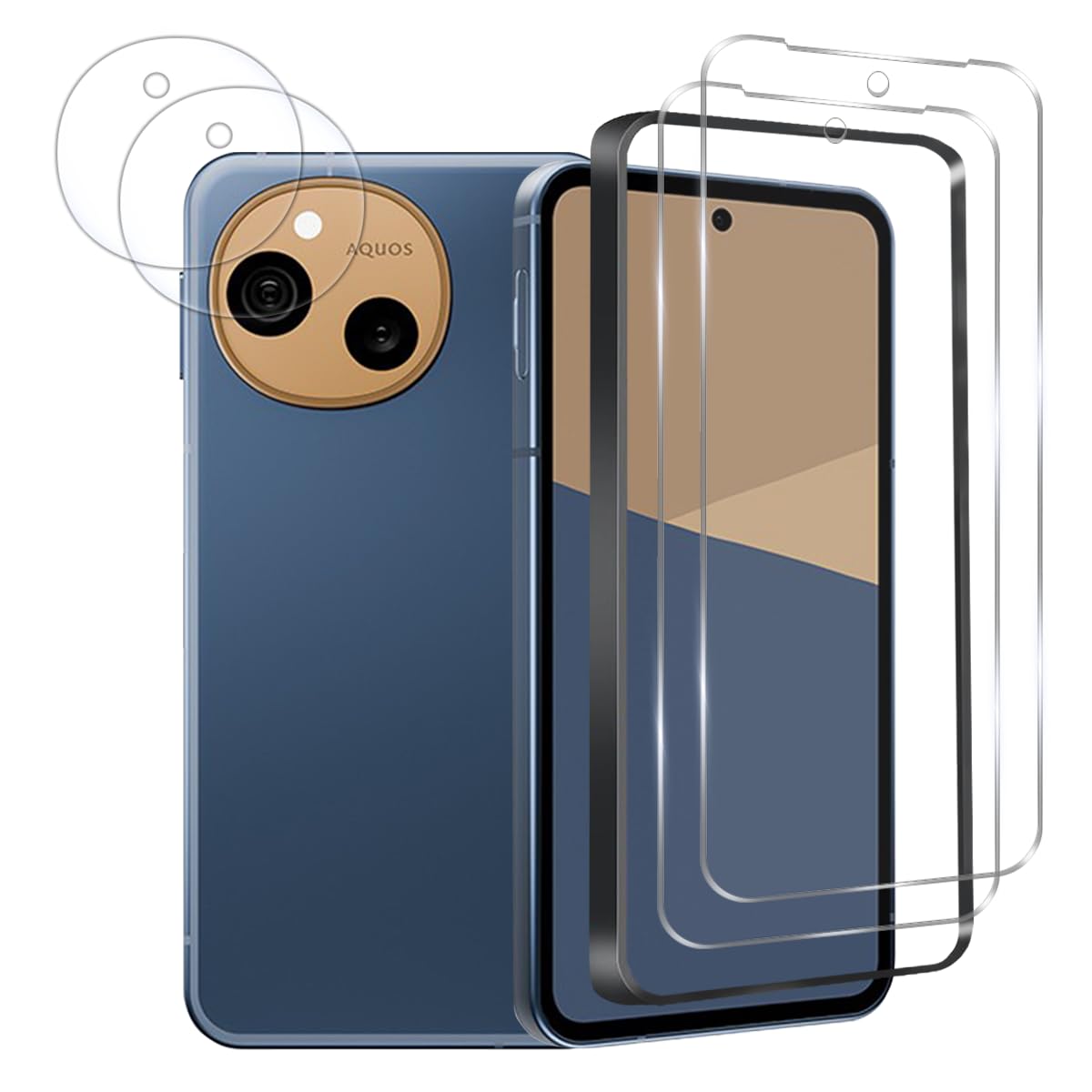 AQUOS Sense10 保護フィルム 2枚+カメラ保護 2枚 表面硬度9H アクオスセンス10 フィルム ワンタッチ貼付け 気泡ゼロ 衝撃 AQUOS Sense10 用のガラスフィルム 超クリアな画質 高光沢、自動吸着、耐油性