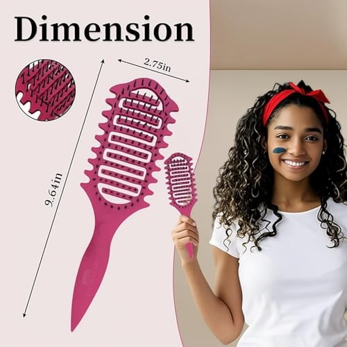 Image of Combelle Curl Defining Brush - 24 cm Vented Detangling & Volumizing Hair Brush for Curly Hair - Vegan Boar Bristles, Ergonomic Handle, Reduces Frizz & Defines Curls (Pink)
