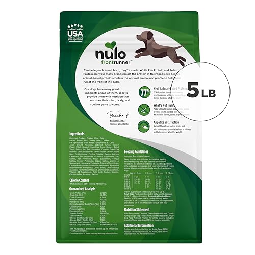 Image of Nulo Frontrunner Puppy Food - High-Protein Chicken, Oats & Turkey Recipe Kibble, Natural Dry Dog Food with DHA, Ancient Grains, Probiotics, Taurine, Omega 3 for Small, Medium & Large Breeds, 5lb Bag