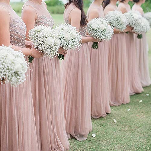 Homcomodar Fleurs Artificielles Babies Breath Lot de 12 Bouquets de Fleurs Faux Gypsophile Plantes pour Mariage Maison Décoration DIY