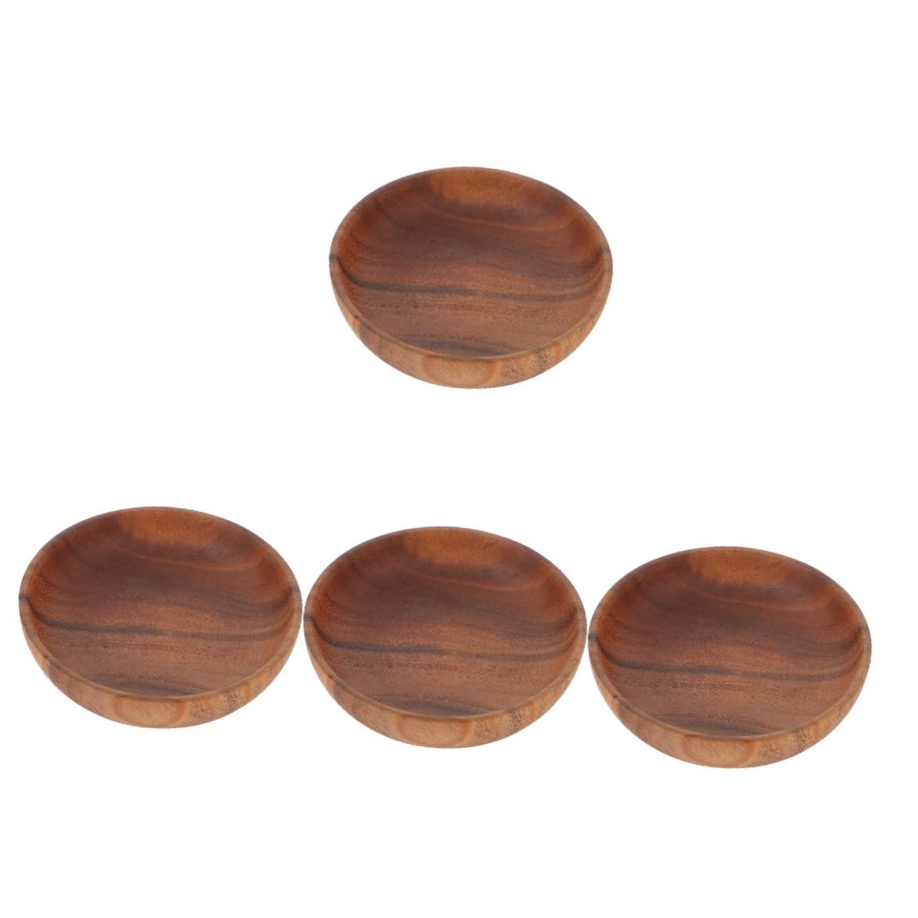 Cabilock 4 Piezas Plato de madera para servir comida ensaladera bandejas de frutas para servir alimento tapa plano tablero redondo madera tablero platos de postre platos caseros