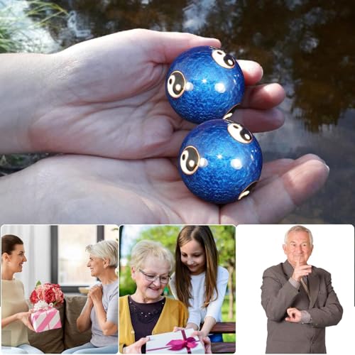 Balles anti-stress chinoises Baoding avec sonnerie - 2 boules cloisonnées en émail naturel de 4,5 cm, boules médicinales chinoises, boules de méditation en métal, boules de santé avec – Image 5